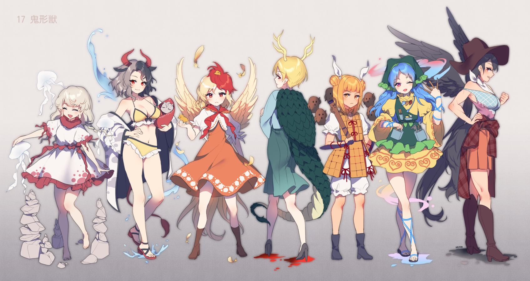 Touhou characters by hajin - Touhou, Anime Art, Аниме, Hajin, Длиннопост