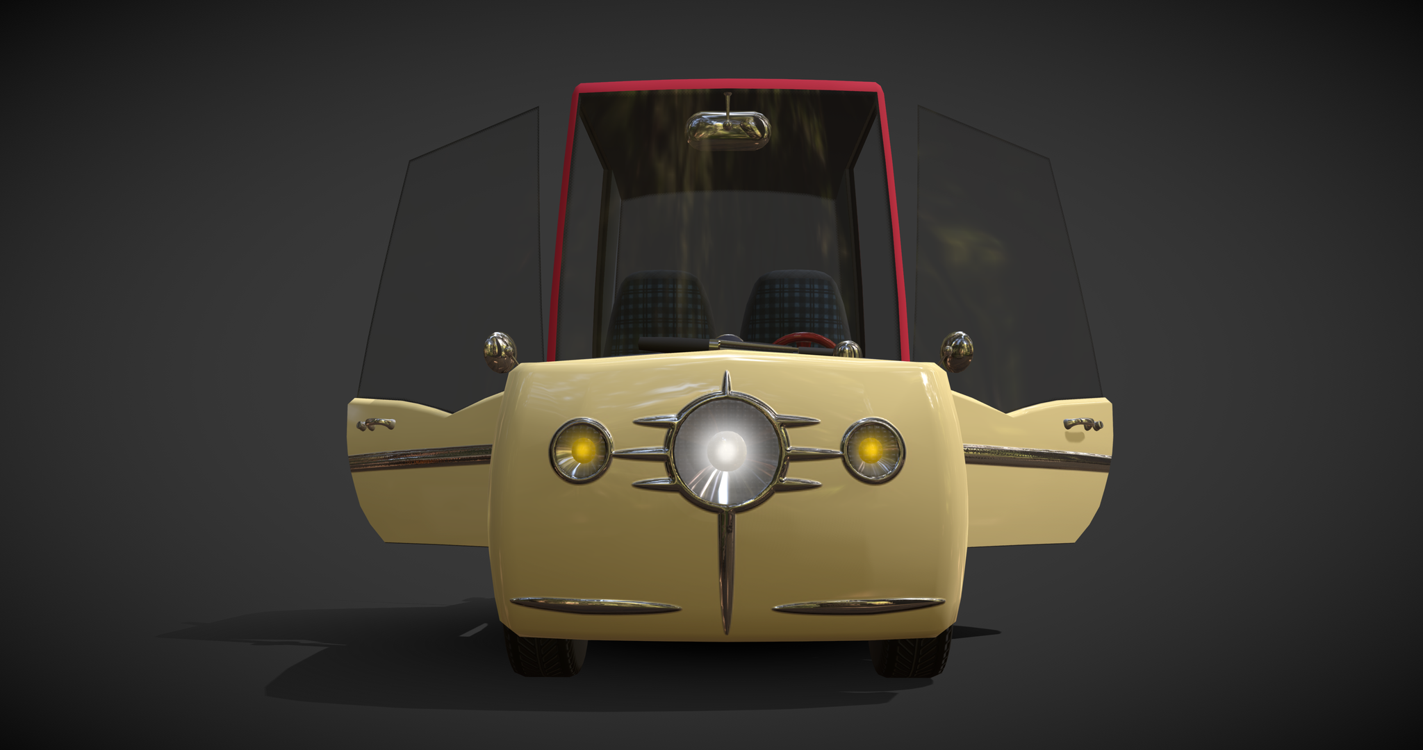 Three-wheeled Cartoon Car Vecto - My, 3DS max, Blender, 3D, Modeling, Auto, tricycle, 3D graphics, GIF, Longpost