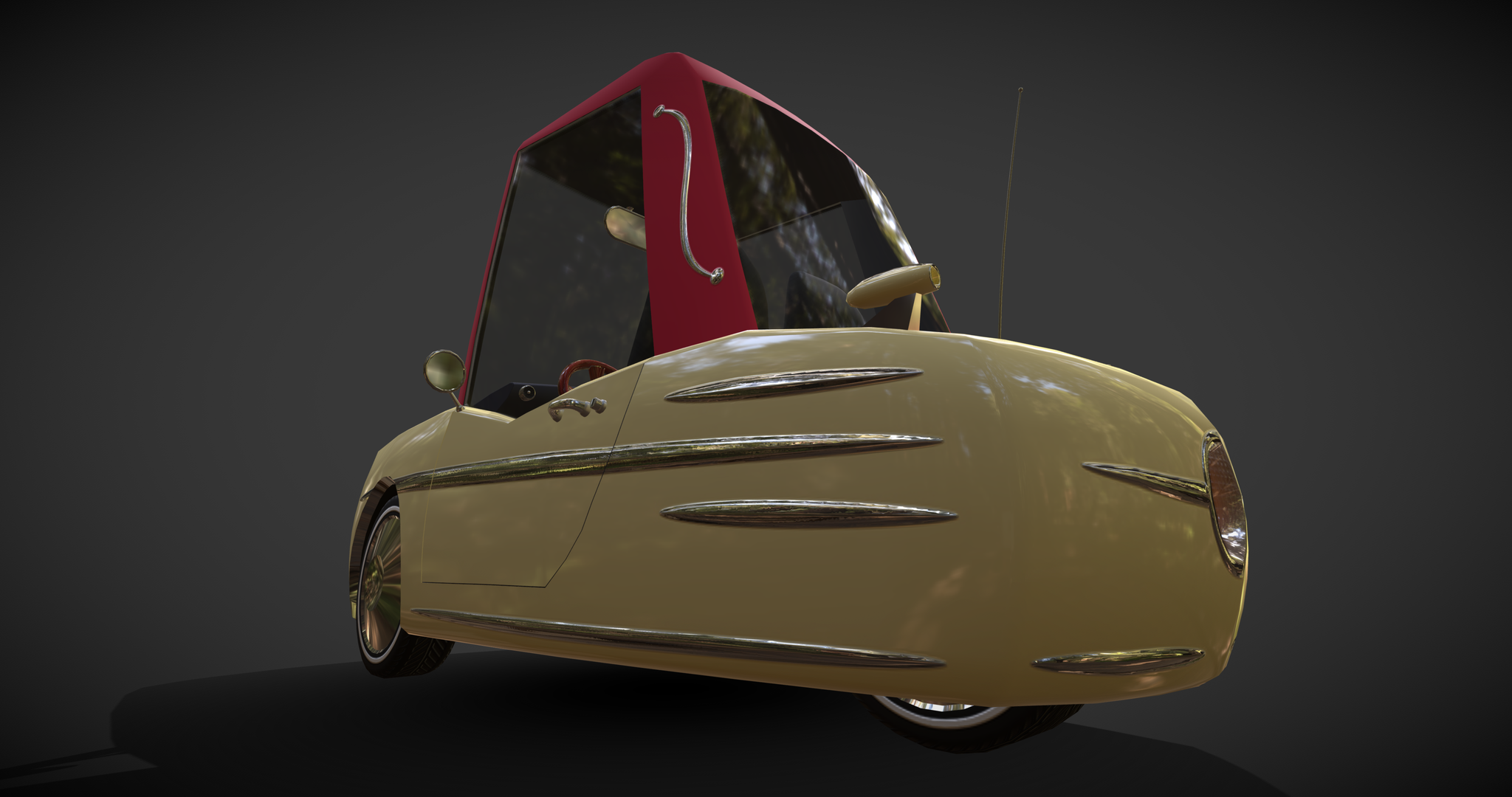 Three-wheeled Cartoon Car Vecto - My, 3DS max, Blender, 3D, Modeling, Auto, tricycle, 3D graphics, GIF, Longpost