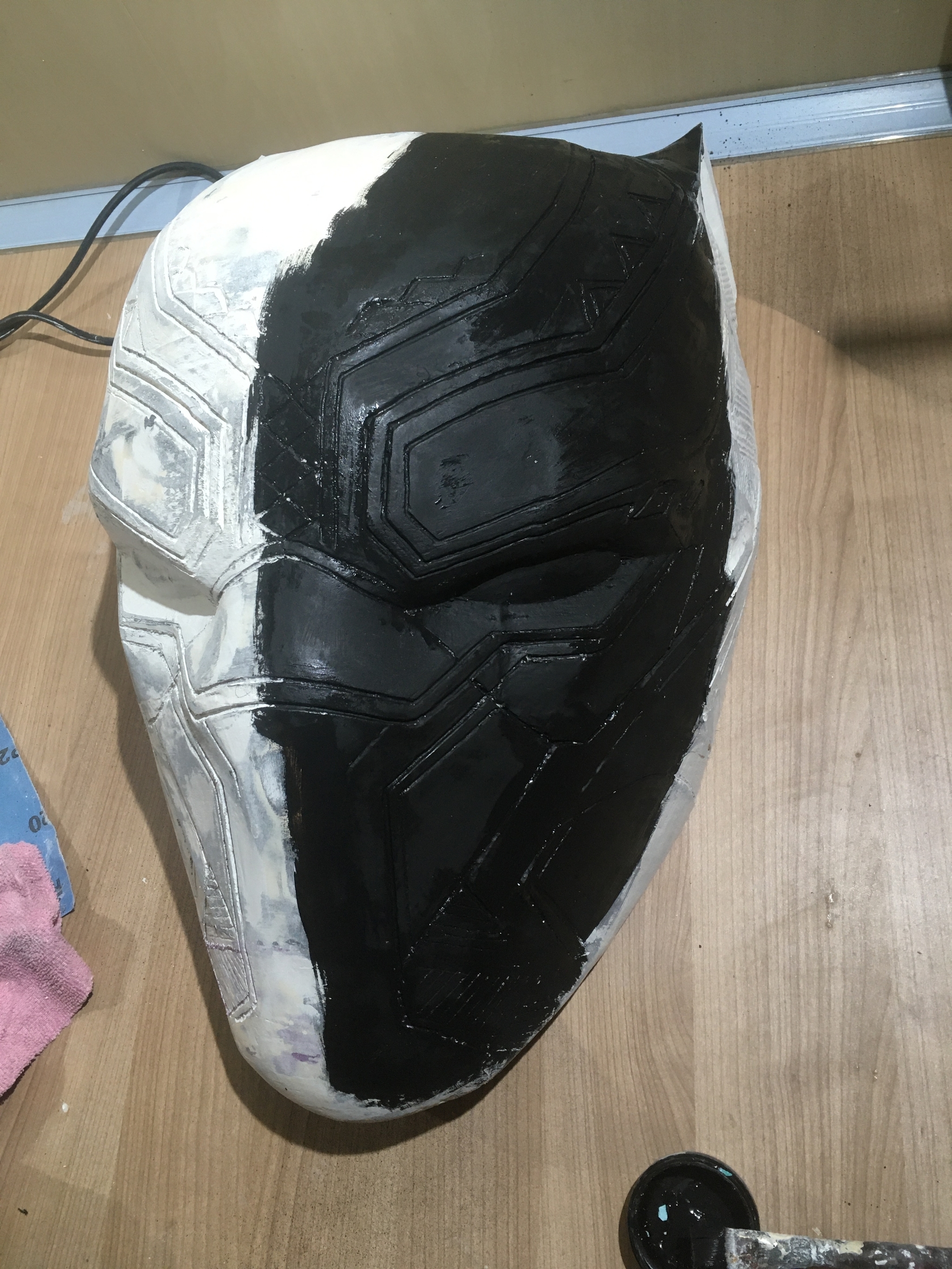 The huge head of the Black Panther. - My, Black Panther, Marvel, 3D, 3D modeling, With your own hands, Panel, Cosplay, Mask, , Work, Master, , Sochi, Silicone, Video, Longpost, Needlework with process, Self-development