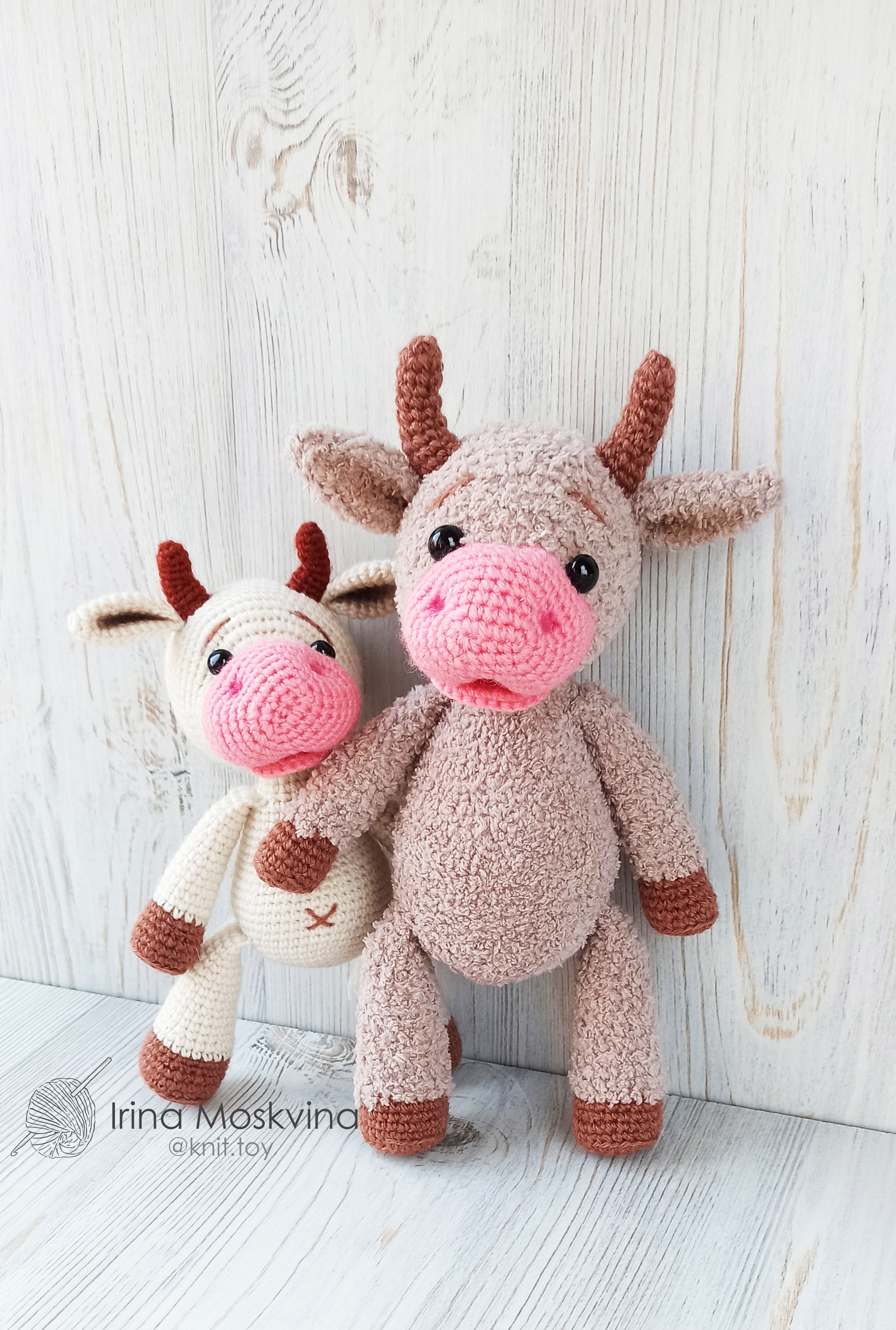 Gobies Timosha and Gavryusha - My, Needlework without process, Crochet, Handmade, New Year, Symbol of the year, Bull, Cow, 2021, Longpost
