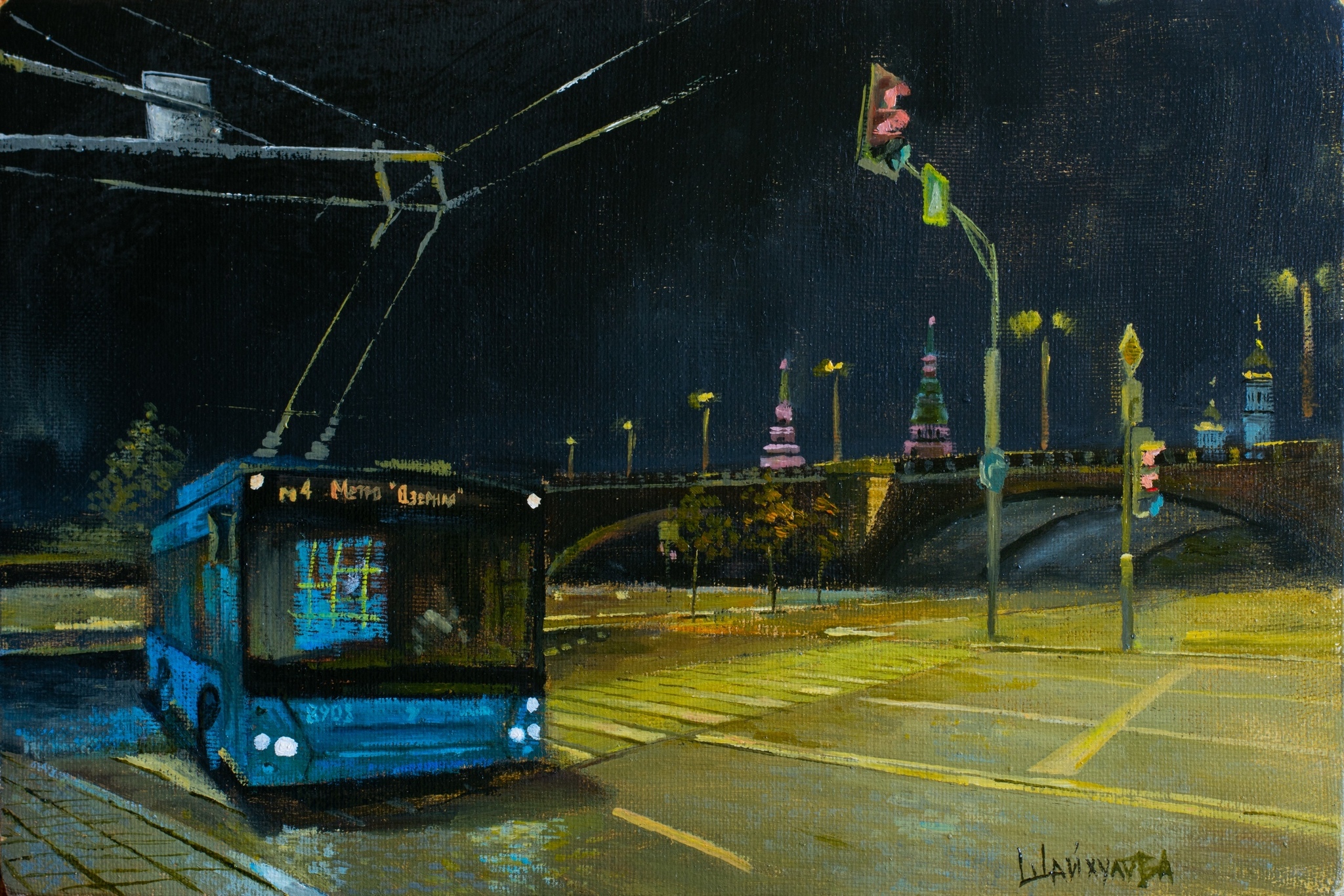 Синий троллейбус в живописи