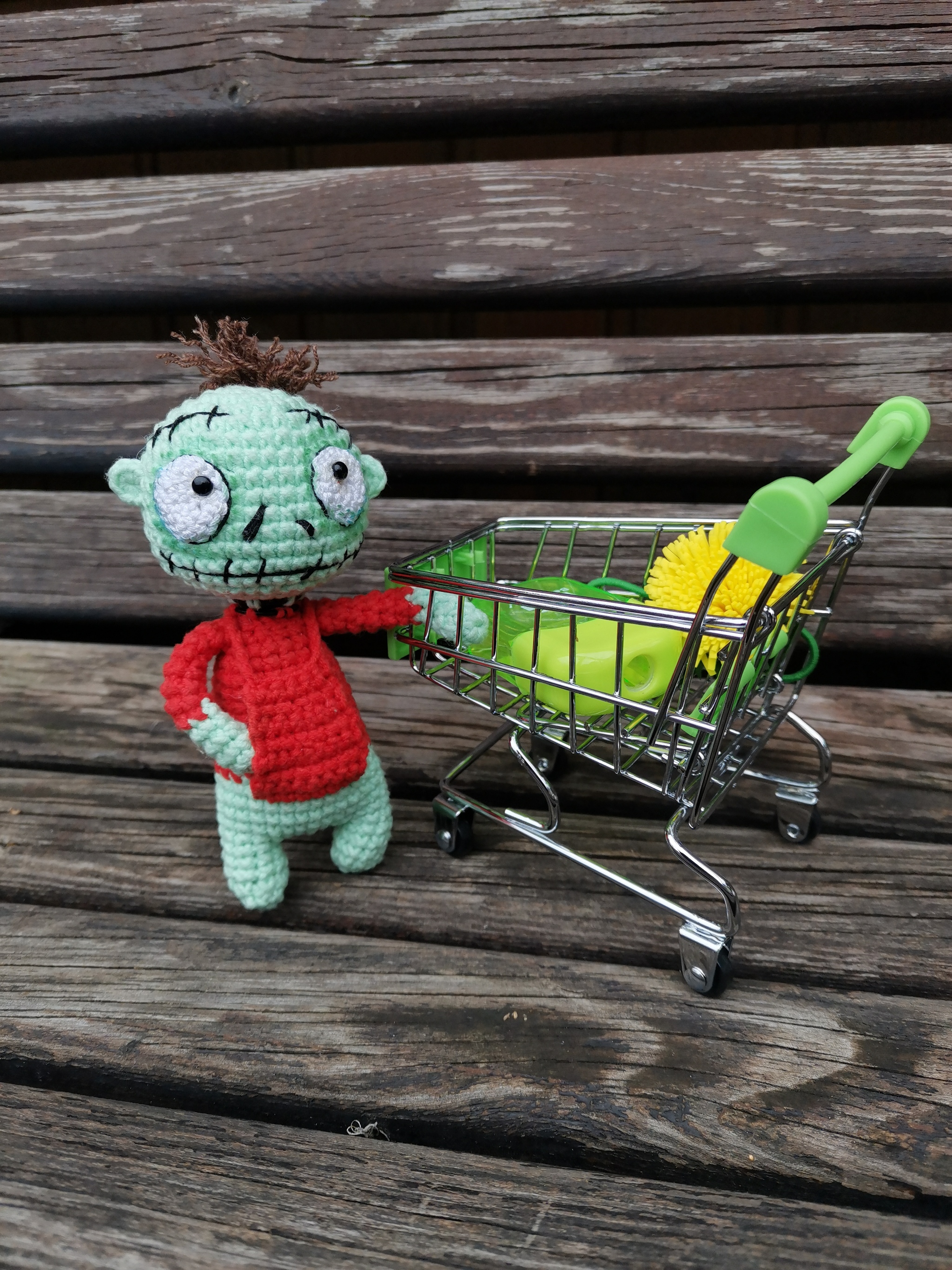 Zombie - My, Needlework, Knitting, Knitted toys, Toys, Zombie, Longpost, Halloween, Needlework without process