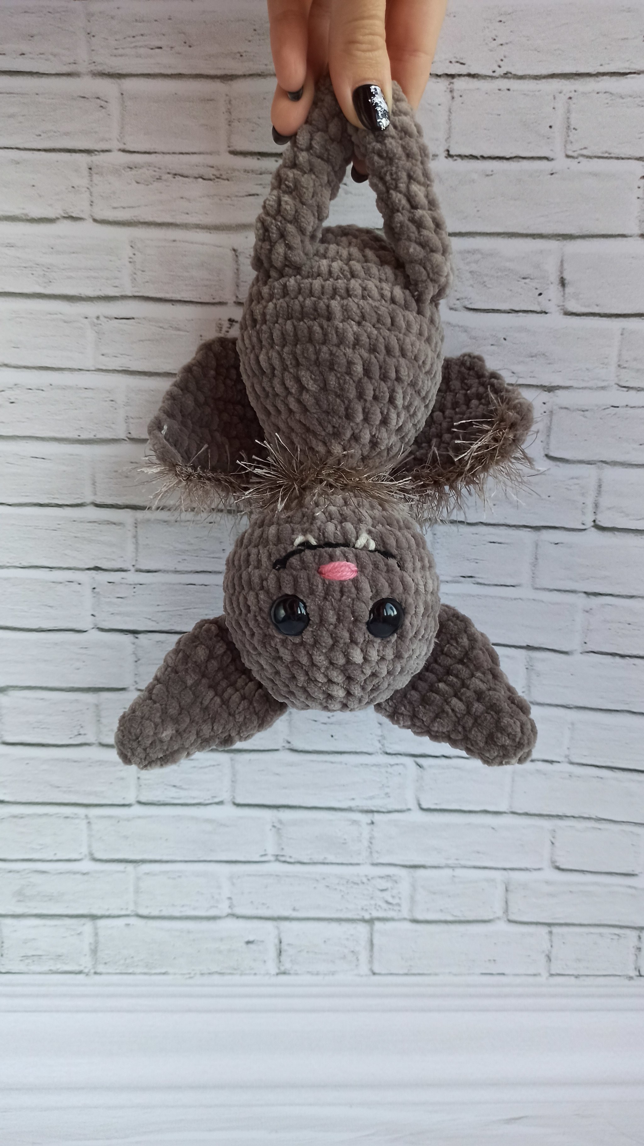 Plush bat! - Plush Toys, Knitting, Crochet, Knitted toys, Toys, Bat, Plush Monster, Author's toy, Soft toy, Frame toy, Amigurumi