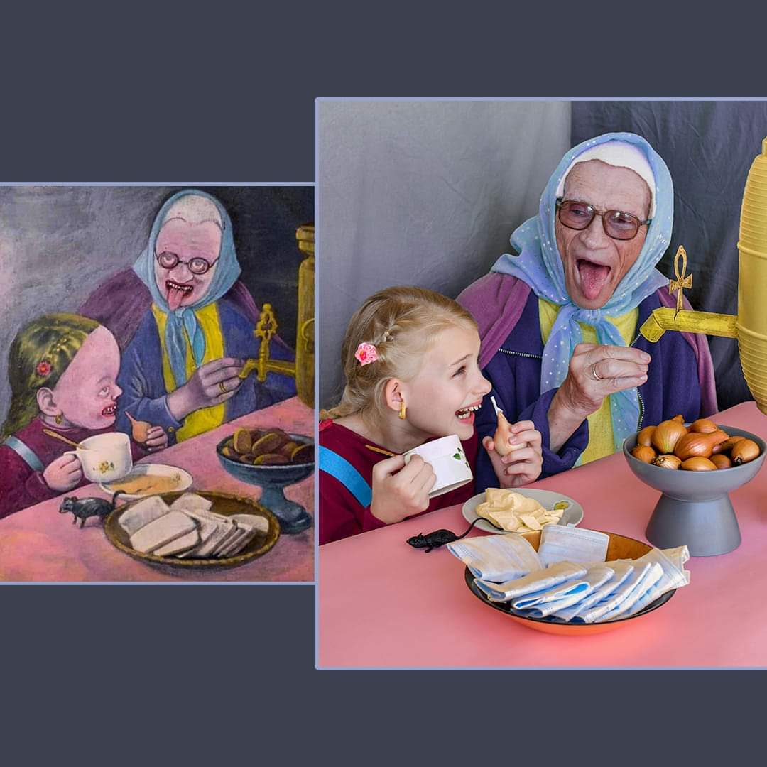 картина внучка и бабушка пьют чай