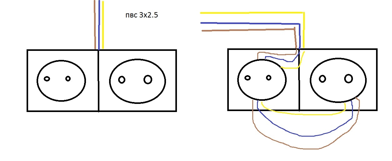 Вопрос по подключению\добавлению розеток - Электрика, Розетка, Подключение, Вопрос