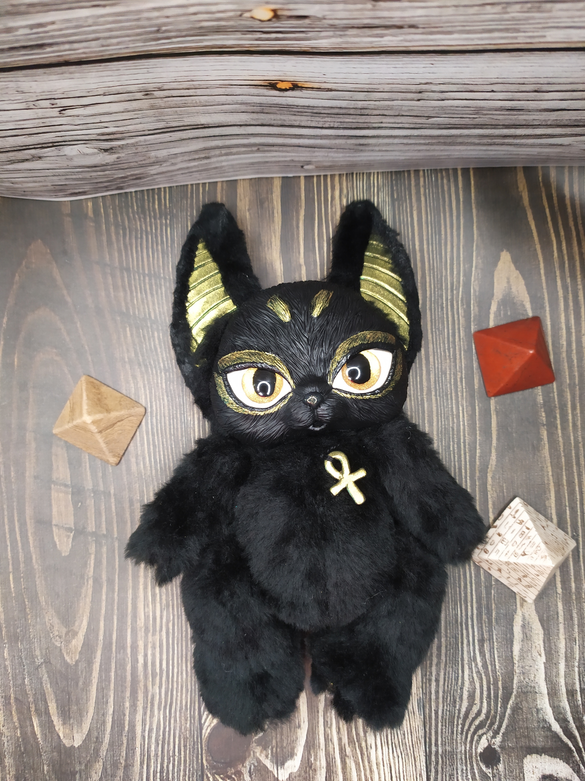 Baby Anubis - My, Anubis, Interior toy, Polymer clay, Mixed media, Handmade, Longpost, Needlework without process