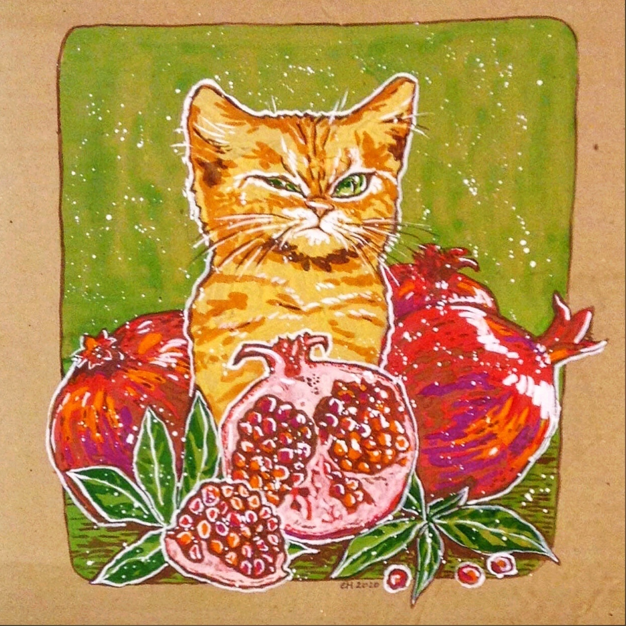 Кот на лежанке рисунок гуашью
