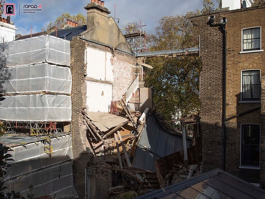 300-year-old mansion worth ?8.5 million collapses in London - news, England, Architecture, Collapse, Longpost, Negative