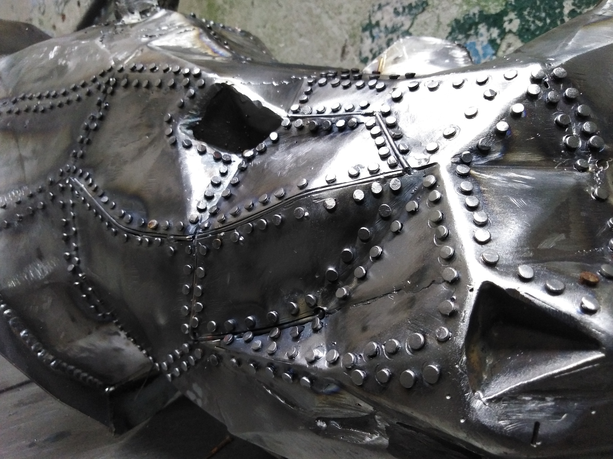 Rivets for rhino armor made from old shoe nails? Loft loft - My, Rhinoceros, Welding, Handmade, With your own hands, Tig, Armor, Longpost