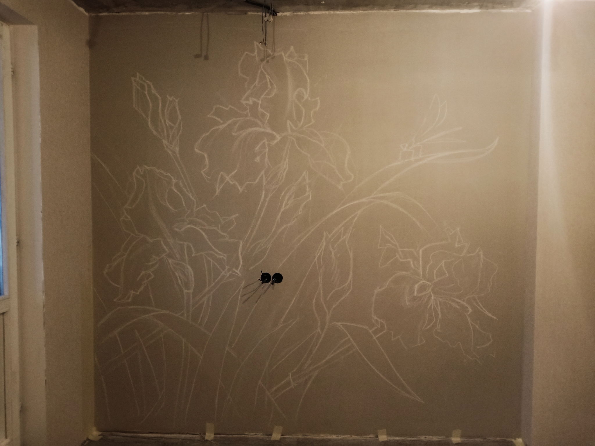 How I painted the wall - My, Wall painting, Painting, Art, Irises, Longpost