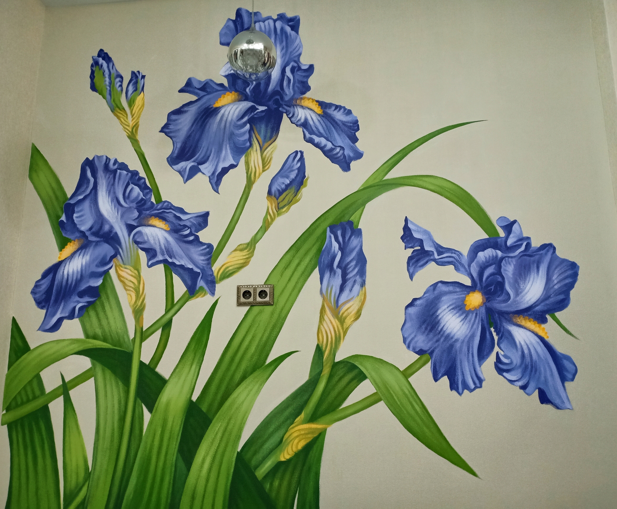 How I painted the wall - My, Wall painting, Painting, Art, Irises, Longpost