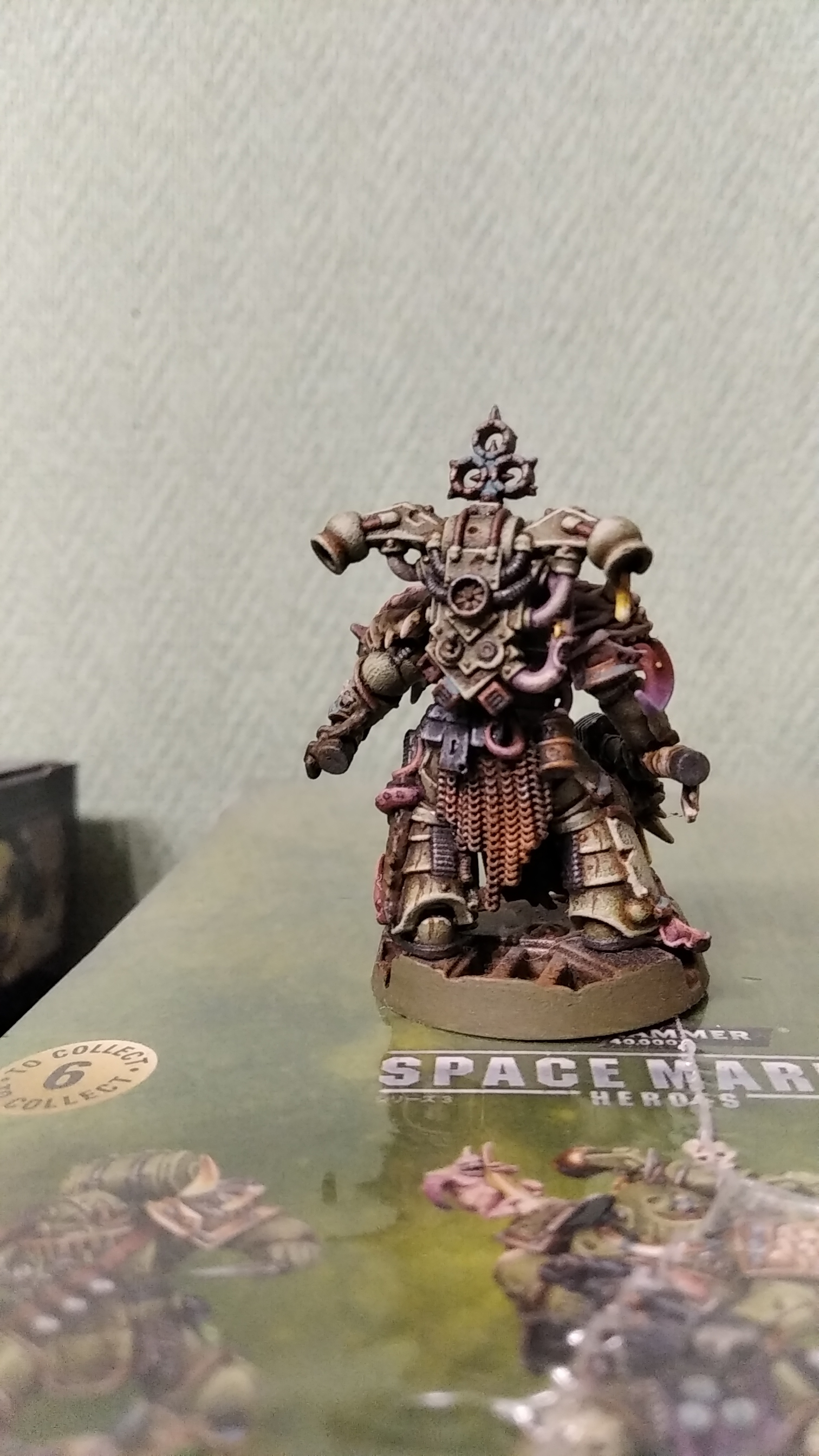 Plague marine axe+mace - Моё, Warhammer 40k, Wh miniatures, Plague marine, Death Guard, Chaos Space marines, Длиннопост