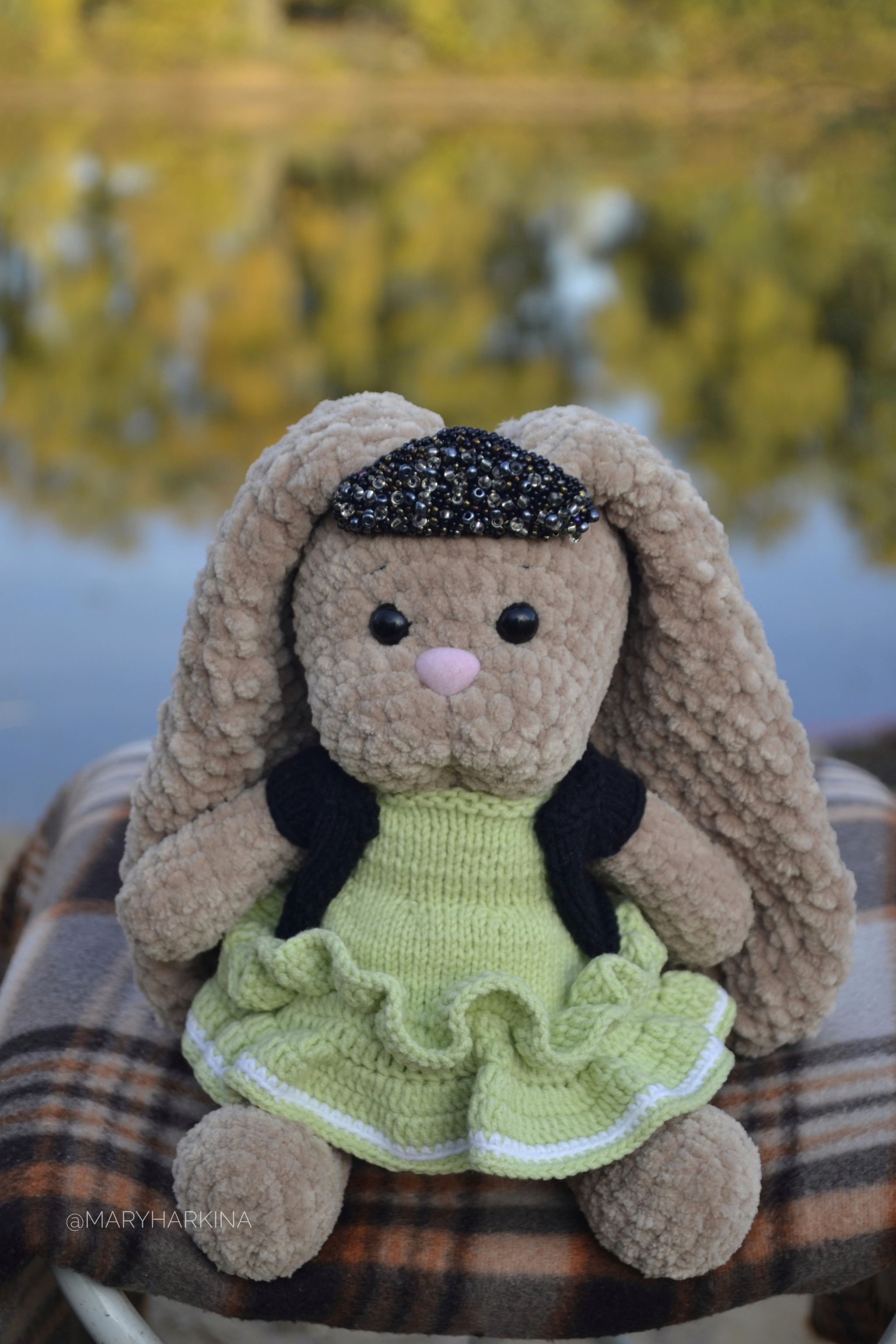 Knitted hares in the autumn forest - My, Nature, Hare, Crochet, Toys, Longpost, Needlework without process