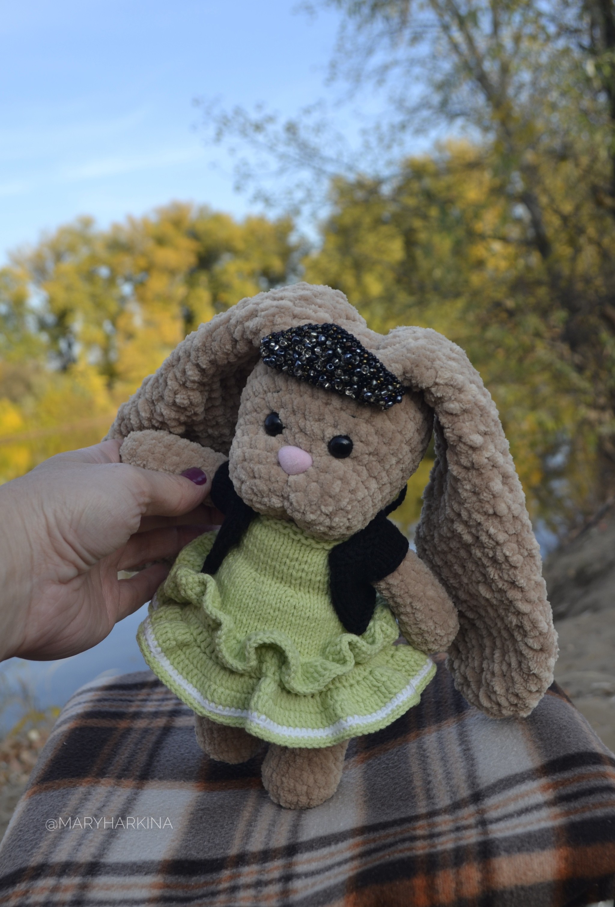 Knitted hares in the autumn forest - My, Nature, Hare, Crochet, Toys, Longpost, Needlework without process