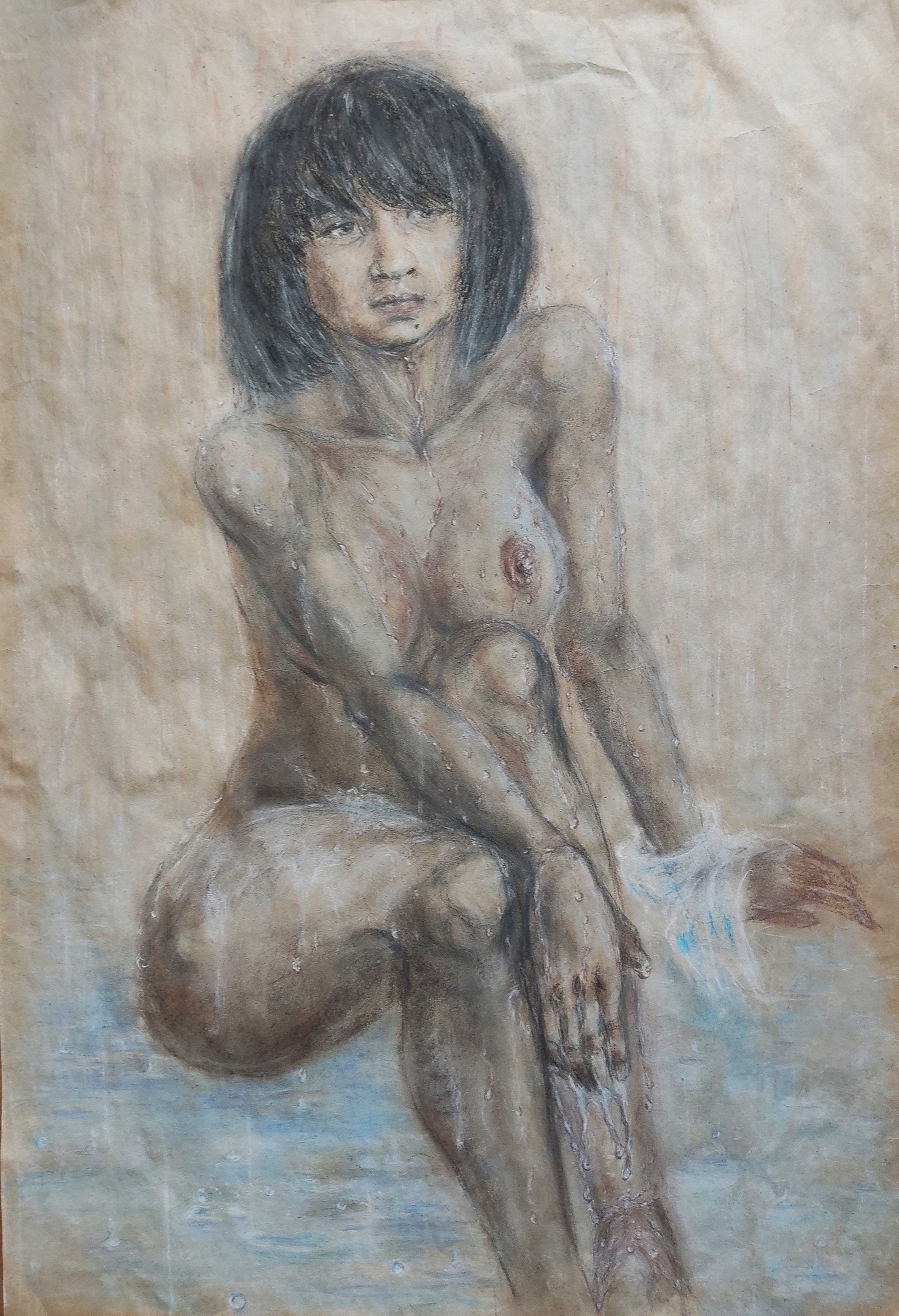 Drawing - NSFW, My, Charcoal drawing, Sketch, Fantasy, Longpost