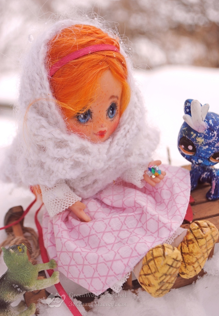 A New Year's fairy tale come to life, The Silver Hoof - My, Ooak, Doll, Jointed doll, Story, New Year, Winter, Magic, Deer, cat, Village, Silver Hoof, Redheads, Orphans, Rework, Handmade, Longpost