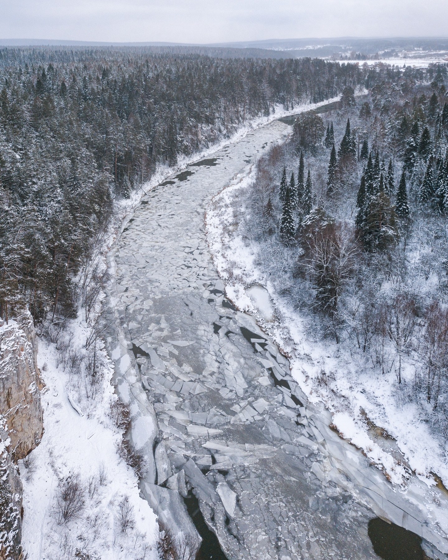 Ice mosaic - My, Ural, Freeze-up, Winter, The photo