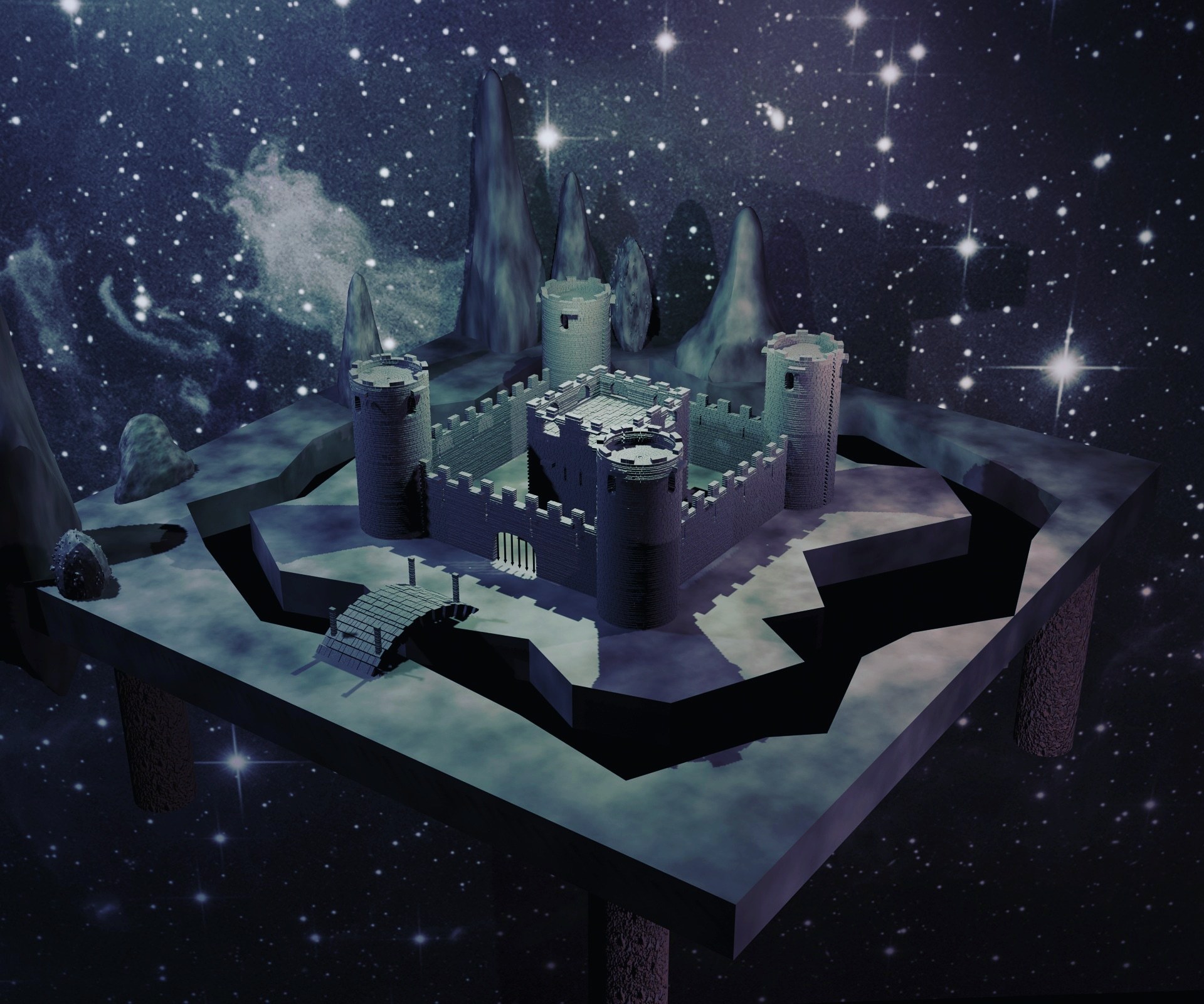 Moon Castle - Blender, 3D, 3D modeling, Art, Lock, Render