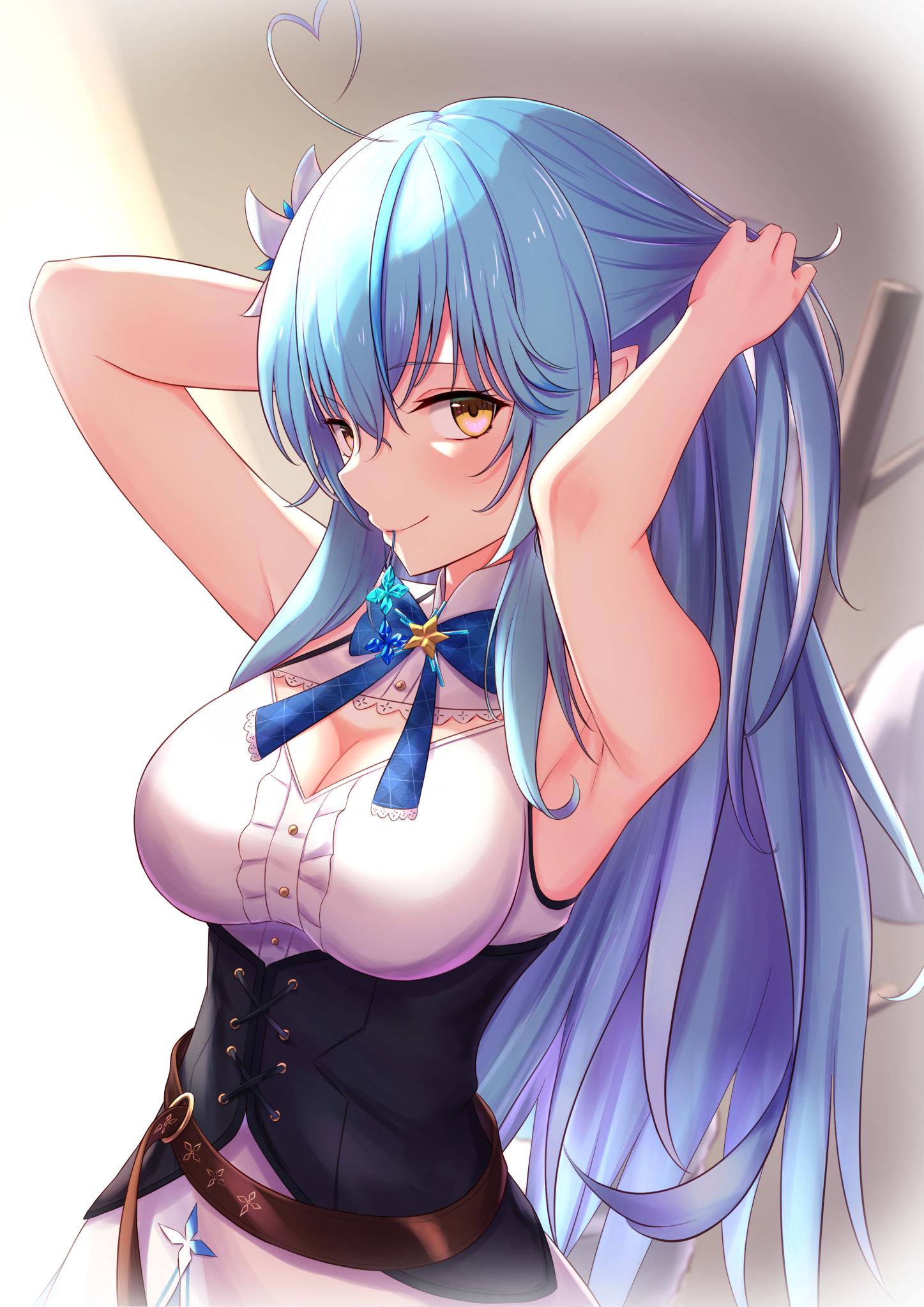 Yukihana Lamy - Virtual youtuber, Hololive, Girls, Blue hair, Art, Anime art, Anime, Yukihana lamy