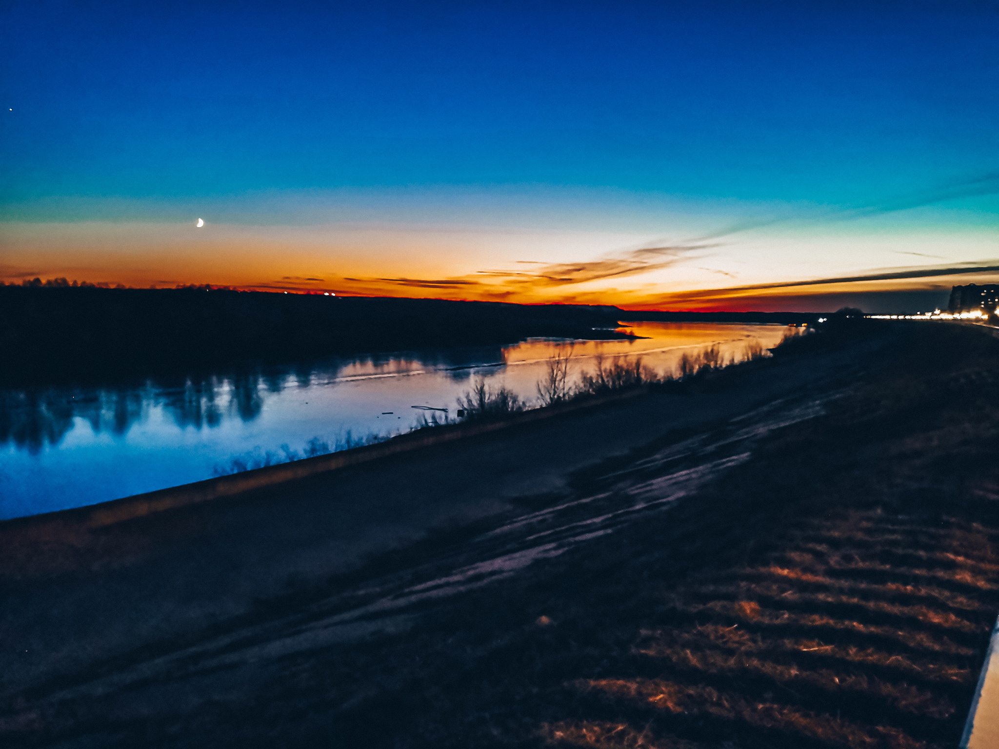 Морозный вечер - Моё, Мороз, Мобильная фотография, Вечер, Река, Пейзаж