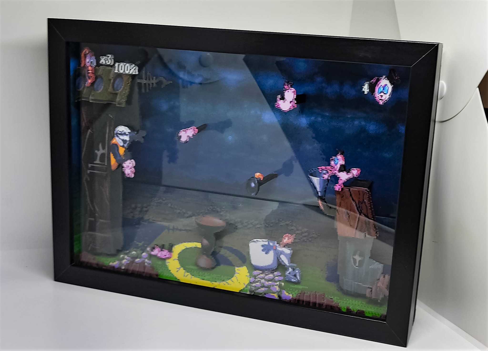 Diorama / Shadowbox based on the game Earthworm Jim 2 / Puppy Love - My, Sega, SNES, Worm jim, Retro Games, Nostalgia, Old school, Diorama, Shadowbox, Video, Longpost