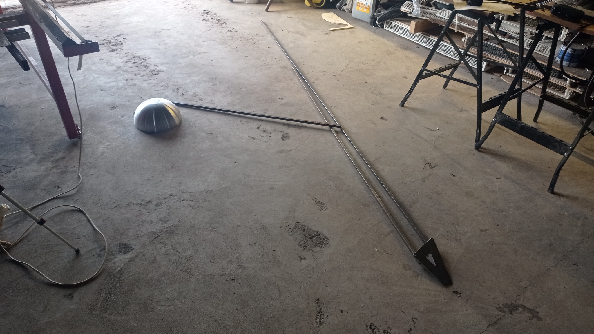 Floor lamp made from an Ikea bowl, brake disc, hub assembly and door springs - My, Floor lamp, With your own hands, Workshop, Video, Longpost