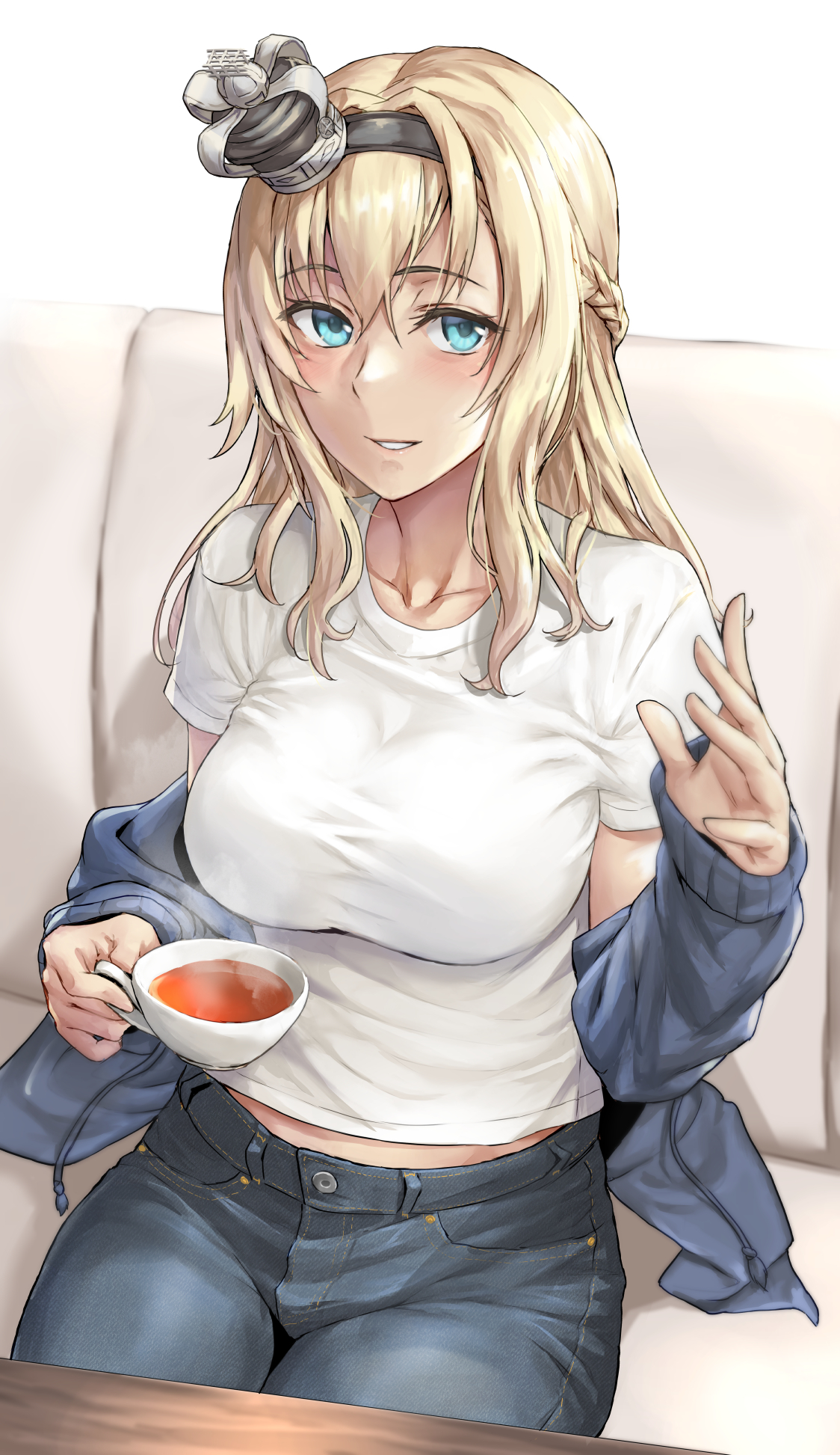 Warspite - Kantai Collection, Warspite, Аниме, Anime Art, Сиськи, Чай