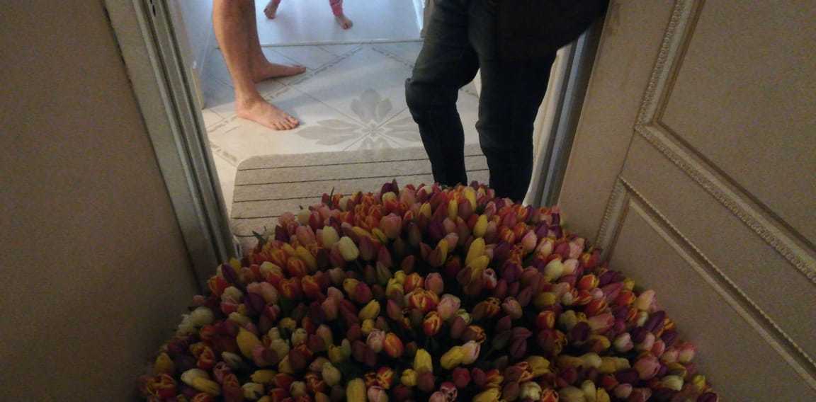 Ordered 1001 tulips. The bouquet does not go through the door) - My, Flowers, The photo