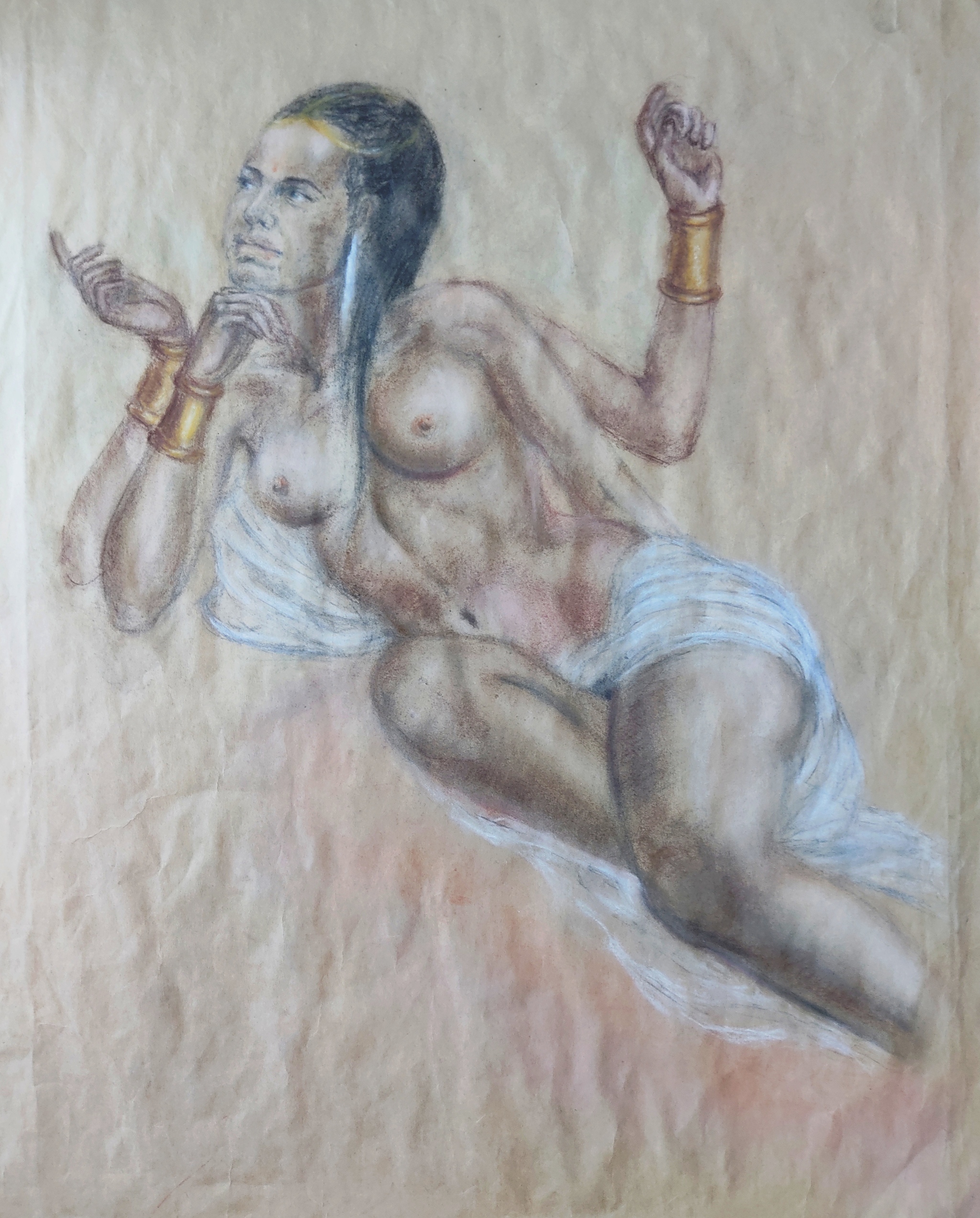 Pastel drawings - NSFW, My, Fantasy, Charcoal drawing, Longpost