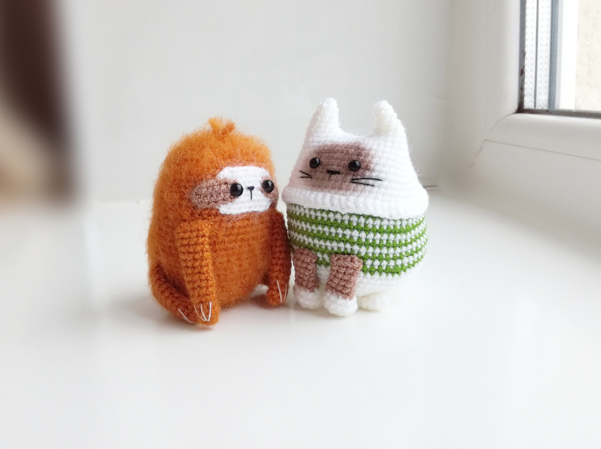 Sloths - My, Knitting, Knitted toys, Needlework without process, Needlework, With your own hands, cat, Sloth, Longpost, Milota