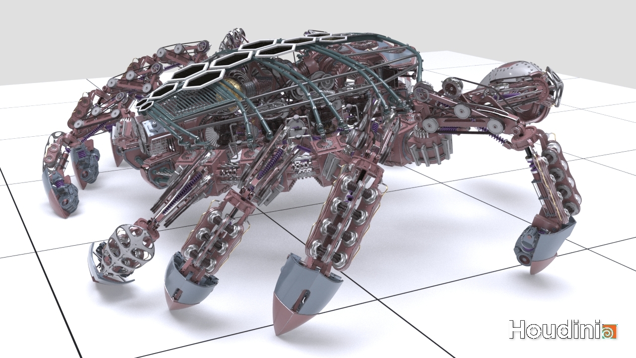 Procedural creation of mechanical animals in Houdini - My, Cgimedia, Houdini, Houdinifx, 3D, 3D modeling, Video, Longpost