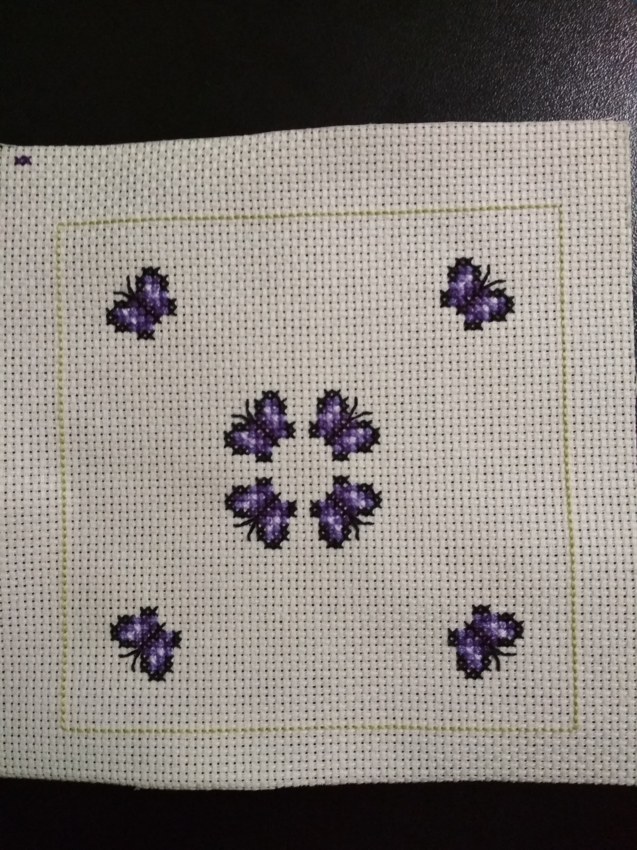 Biscornu tulip with violets - My, Cross-stitch, Needlework, Needlework with process, Biscornu, Longpost