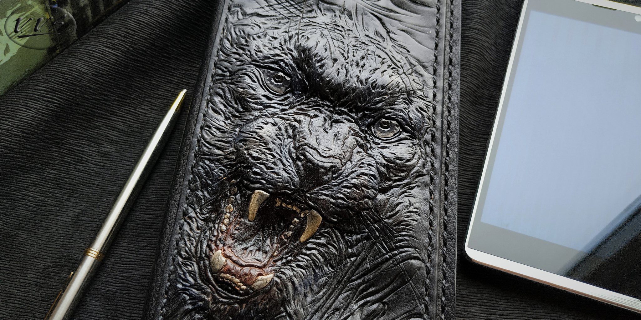 Handmade leather wallet Black leopard / Purse - My, Longpost, Handmade, Needlework with process, Wallet, Wallet, Purse, Accessories, Embossing on leather, Natural leather, Leather products, beauty, Style, Leopard, Exclusive, Cover