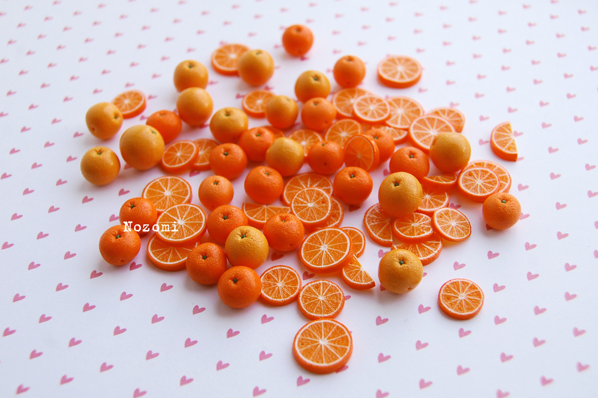 Juicy orange - My, Handmade, Polymer clay, Needlework without process, A bracelet, Miniature, Longpost