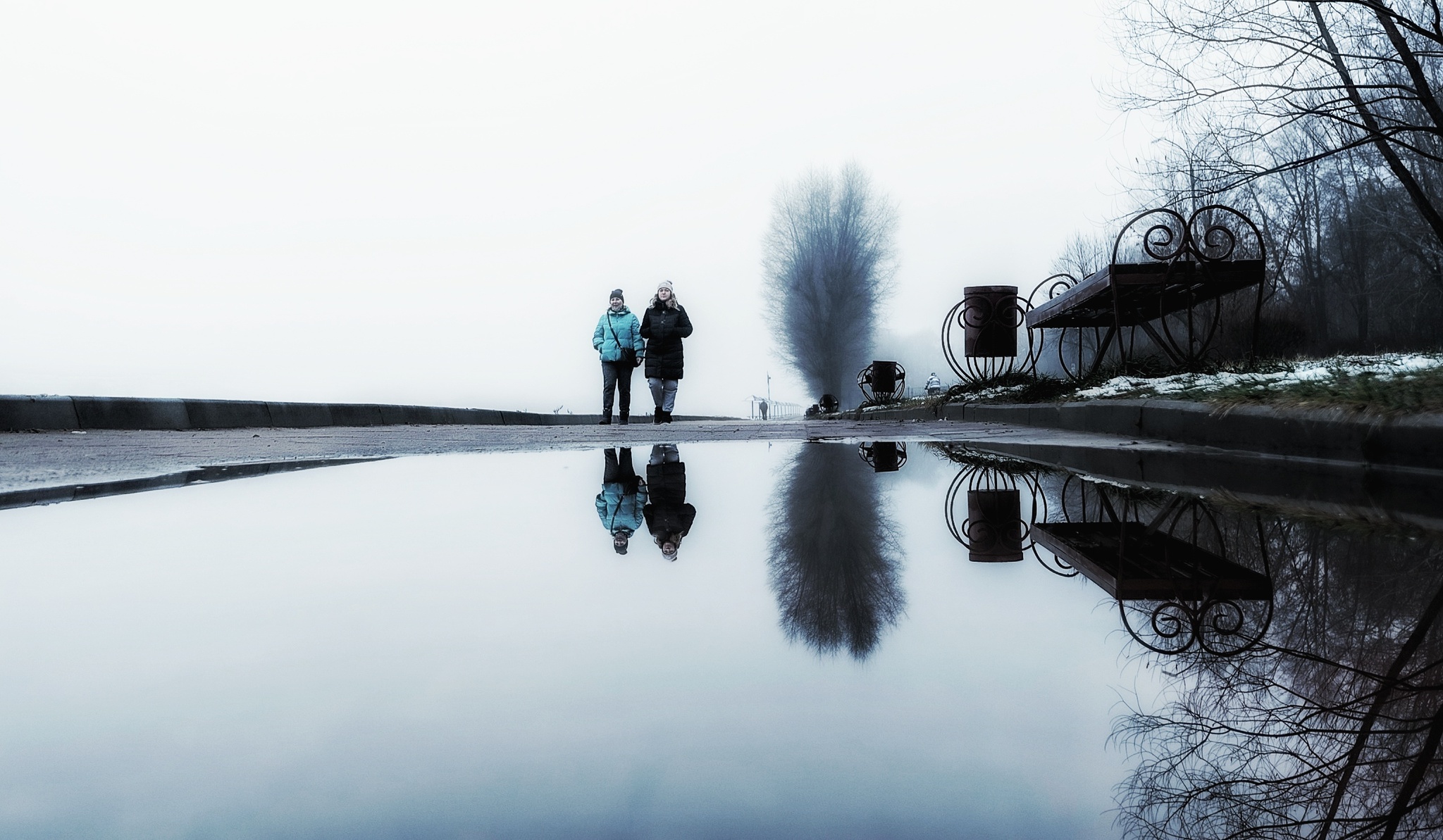 | Foggy Tver - My, The photo, Tver, Tver region, Bridge, Autumn, Fog, Snapseed, Longpost