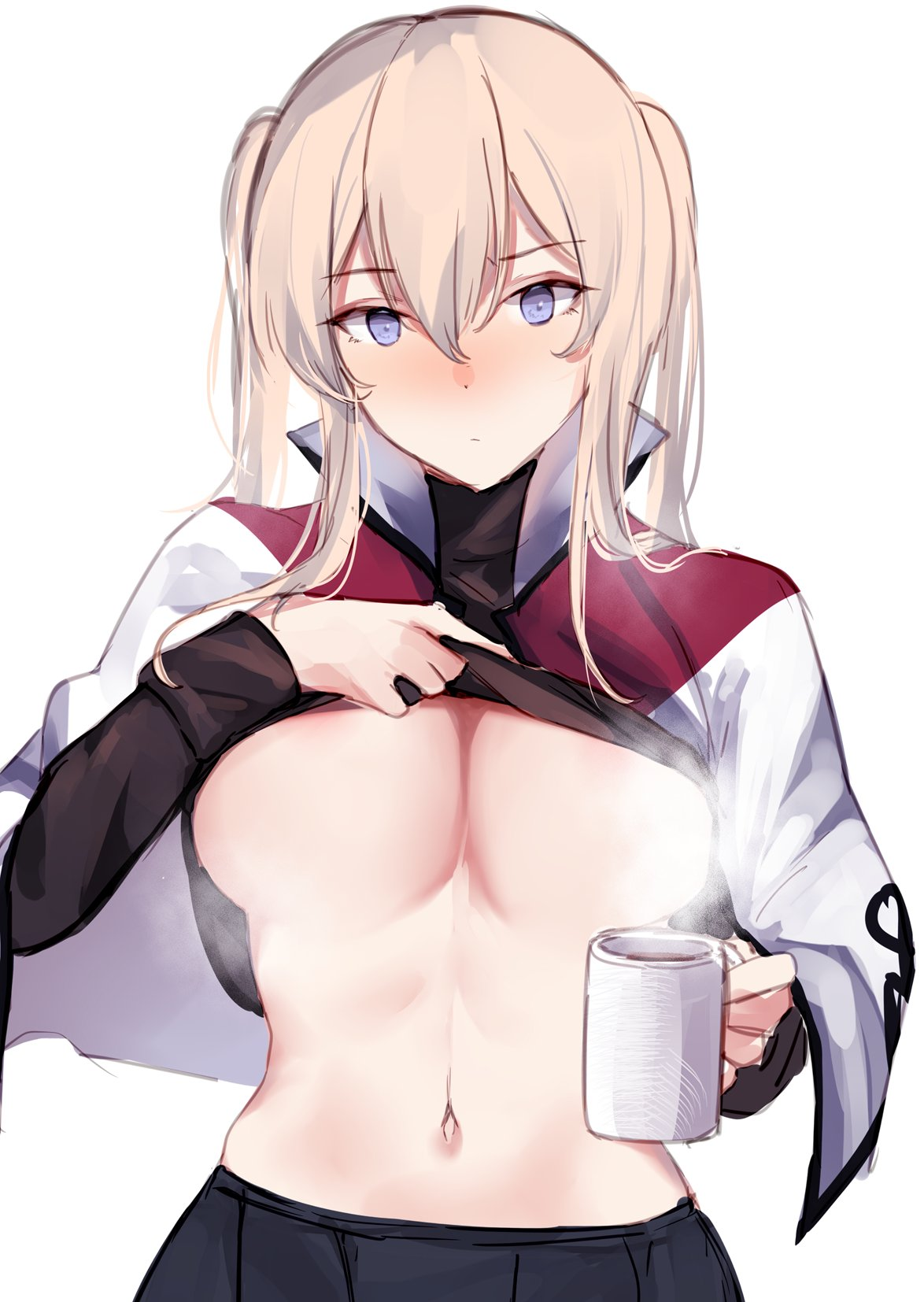 Добавить молочка? - NSFW, Kantai Collection, Graf Zeppelin, Кофе, Аниме, Anime Art, Сиськи, Молоко