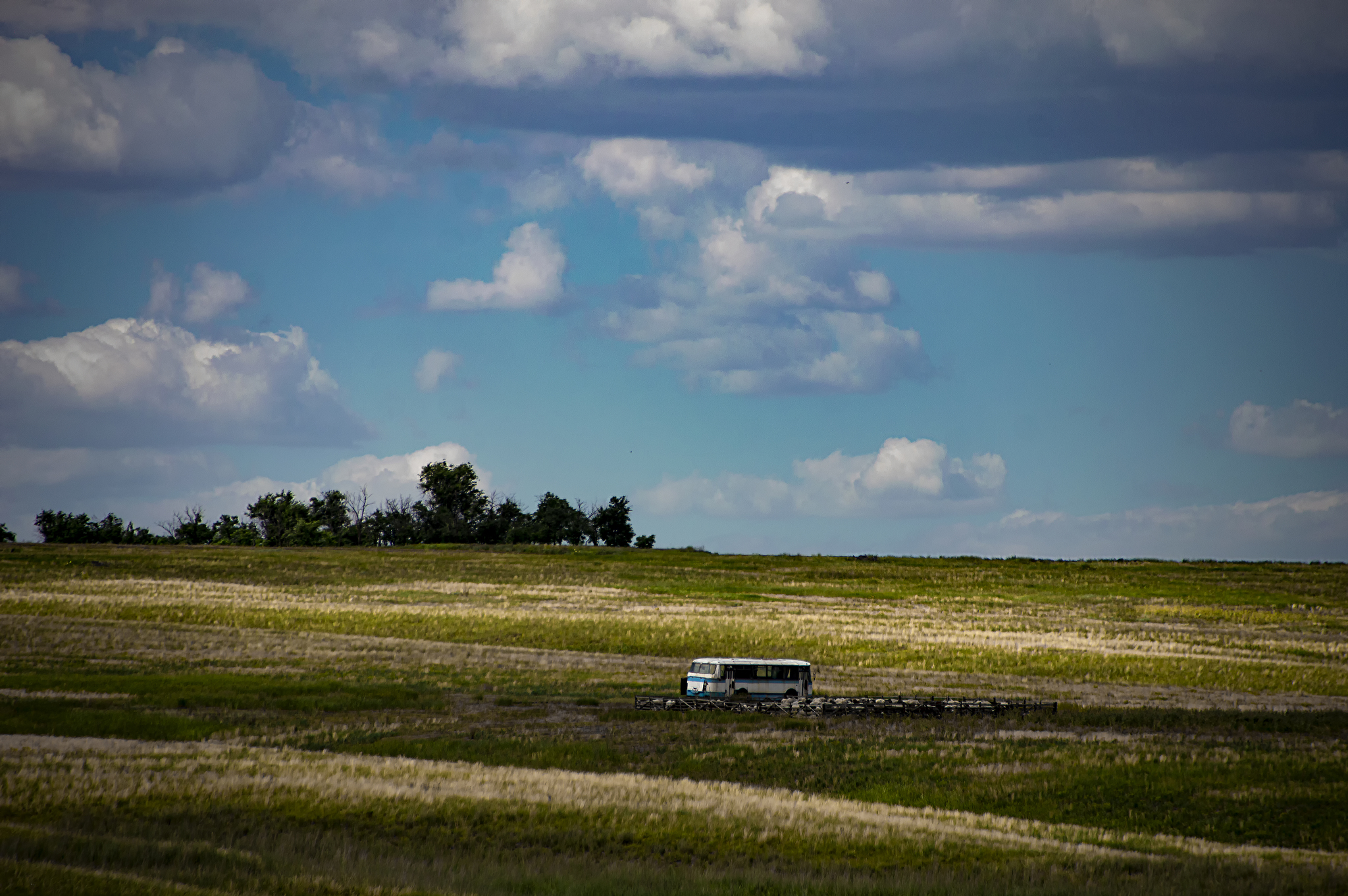 Rural bus - My, Bus, Village, The photo, Field, Sky