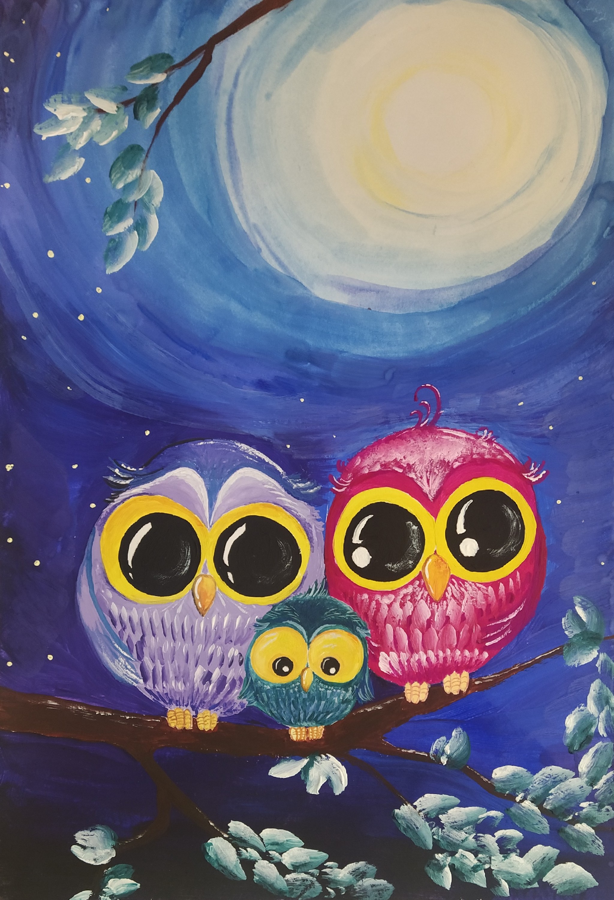 Owl Family - My, Owl, Drawing