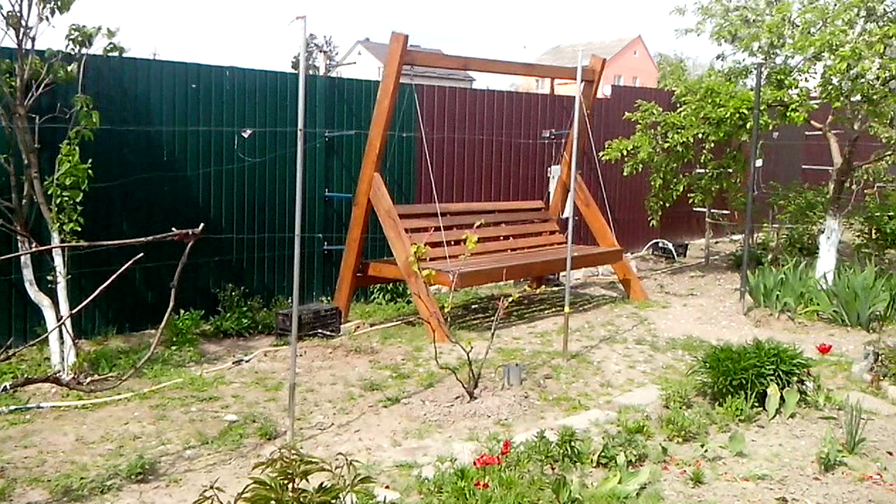 Wooden swing - My, Swing, Courtyard, Relaxation, With your own hands