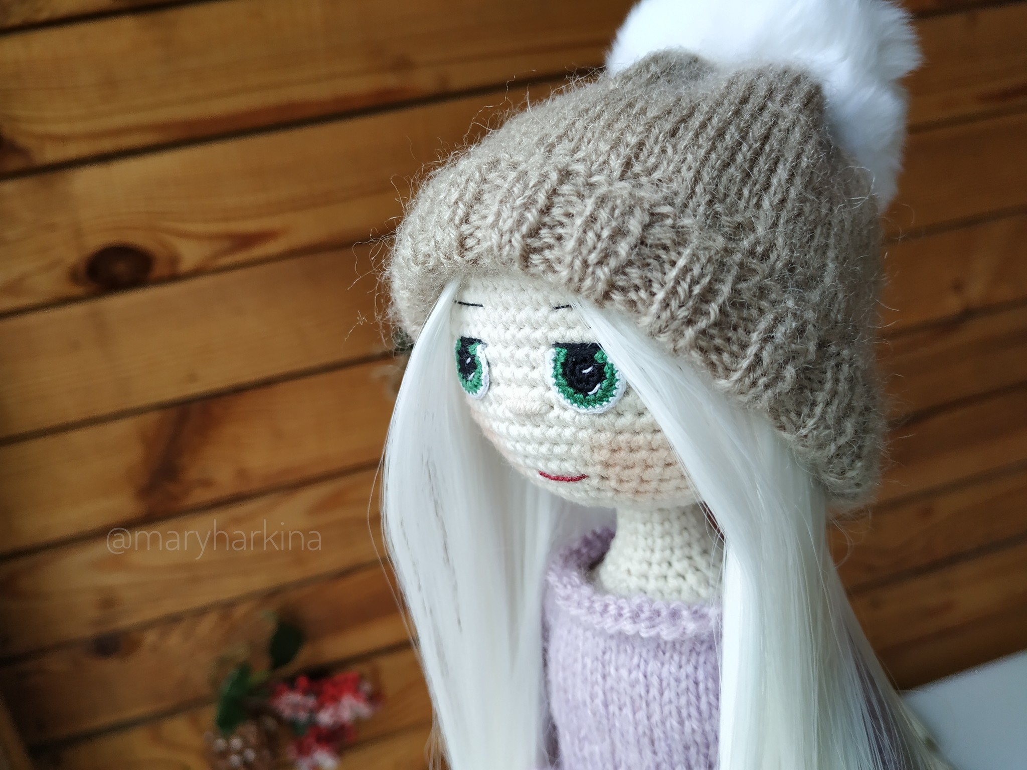 Knitted doll, handmade - My, Knitting, Needlework without process, Doll, Author's toy, Video, Longpost