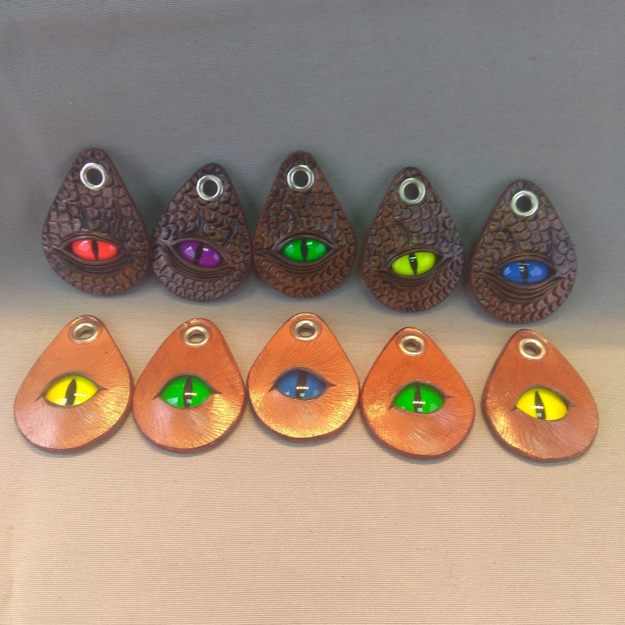 Keychains/pendants eyes - My, Needlework without process, Natural leather, Eyes, Leather products, With your own hands, Embossing on leather, Longpost