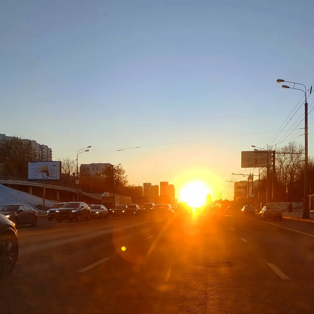 Дорога в закат - Москва, Закат, Солнце, Мичуринский проспект, Юго-Запад